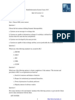 2013-Quiz1-Health Information System Course 2013