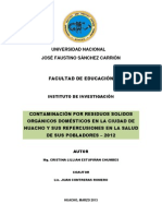 Contaminación Por Residuos Sólidos Orgánicos Domésticos en La Ciudad de Huacho y Sus Repercusiones en La Salud de Sus Pobladores - 2012