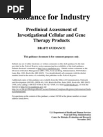 Guidance For Industry - Preclinical Assessment of Investigational Cellular and Gene Therapy Products