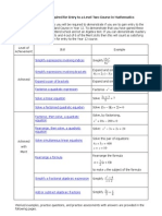 Algebra Skills For Level Two