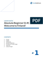 Absolute Beginner S1 #1 Welcome To Finland!: Lesson Notes