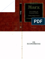 MARX Karl para A Critica Da Economia Politica Os Economistas