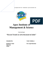 Apex Institute of Management & Science: "Recent Trends in Advertisement in India"