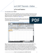 Microsoft Excel 2007 Tutorial-Online: Lesson 1: Entering Text and Numbers