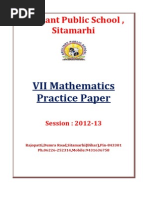 VII Mathematics C.B.S.E. Practice Paper