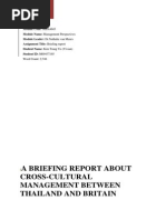 A Briefing Report About Cross-Cultural Management Between Thailand and Britain