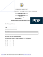 Scoring Rubric For Online Class Participation