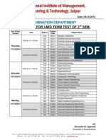 Exam Time Table I MTT, III Sem Oct 2013