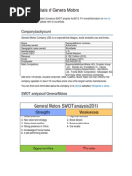 General Motors Swot Analysis