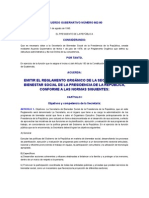 Acuerdo Gubernativo Número 662-90 Emitir El Reglamento Orgánico de La Secretaria de Bienestar Social de