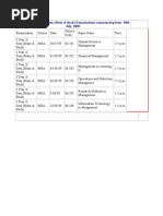 MBA Time Table