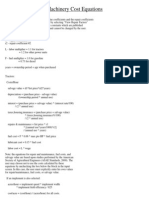 Machinery Cost Equations