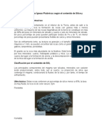 Clasificacion de Rocas Ígneas Plutónicas Según El Contenido de Sílice y Composición Mineral