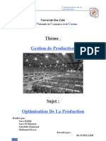 Groupe N°26 - L'optimisation de La Productionn