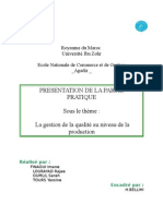 Groupe N°32 - La Gestion de La Qualité Au Niveau de La Production