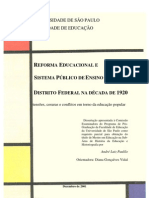 Reforma Educacional e Sistema Público de Ensino No Distrito Federal Na Década de 1920