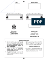 Biology 12 AUGUST 2002: Course Code BI