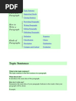 Topic Sentence: Parts of A Paragraph