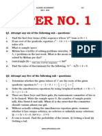 Algebra Question Paper For Practise PDF