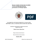 U. Complutense de Madrid. Nacimiento, Establecimiento y Evolución Histórica de La Colonia de Plymouth, 1620-1691