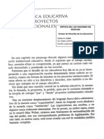 Cullen - Crítica de Las Razones de Educar - Cap 6 - La Política Educativa y Los Proyectos Institucionales PDF