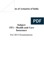 Institute of Actuaries of India: Subject ST1 - Health and Care Insurance