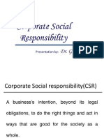 Corporate Social Responsibility: Dr. G. Sashikumar