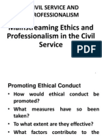 Mainstreaming Ethics and Professionalism in The Civil Service Week 6 Slides