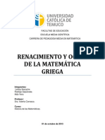 Renacimiento y Ocaso de La Matemática Griega