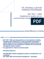 TPL Internal Auditor Training Programme ISO 19011 - 2002 Guidelines For Quality and /or Environmental Management Systems Auditing