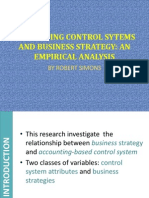 Article Review: ACCOUNTING CONTROL SYSTEM AND BUSINESS STRATEGY AN EMPIRICAL ANALYSIS