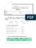 Ficha Avaliação 4ºano Matemática