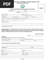 Application Form For Degree