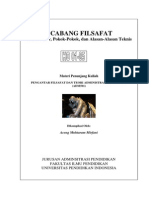 5 Cabang Filsafat: Dasar-Dasar, Pokok-Pokok, Dan Alasan-Alasan Teknis