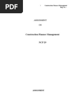 Construction Finance Management: Assignment ON