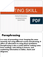 Writing Skill: Paraphrasing Summarizing Quoting