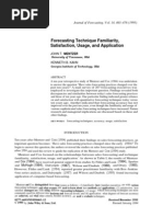 Forecasting Technique Familiarity Satisfaction Usage and Application