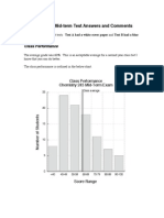 Chemistry 243 Mid-Term Test Answers and Comments: Class Performance