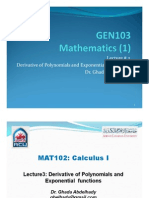 Lecture # 3 Derivative of Polynomials and Exponential Functions Dr. Ghada Abdelhady