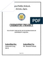 Chemistry Project On Evaporation