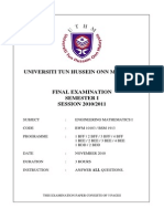 Universiti Tun Hussein Onn Malaysia: This Examination Paper Consists of 5 Pages