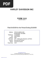 Harley Davidson Inc: FORM 10-Q