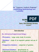 Application in Establishing Epidemiology and Variability: Genome & Protein " Sequence Analysis Programs"