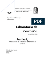 Lab. Corrosión. Observación Del Fenómeno de Corrosión en Metales