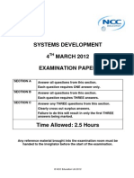 Systems Development 4 MARCH 2012 Examination Paper: © NCC Education LTD 2012