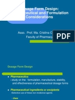 Dosage Form Design Pharmaceutical and Formulation Considerations