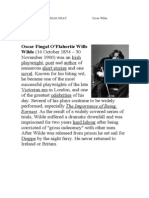 Oscar Fingal O'Flahertie Wills Wilde (16 October 1854 - 30: Earnest. As The Result of A Widely Covered Series of