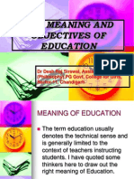 The Meaning and Objectives of Education