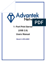 1-Port Print Server (USB 2.0) Users Manual: Model #: APS-U2001