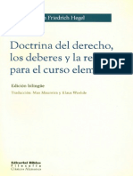 G.W.F. Hegel - Doctrina Del Derecho Los Deberes y La Religión (Lecciones) 1810 (Edición Bilingüe)